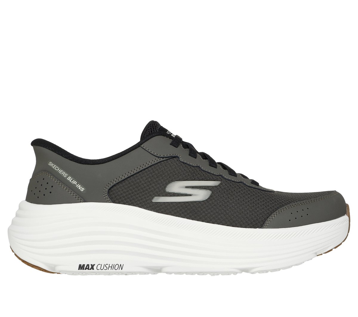 Skechers Herren Slip-ins: Max Cushioning Endeavour - Cardova Sneaker in Grün/Schwarz, Größe 48, Waschmaschinenfest