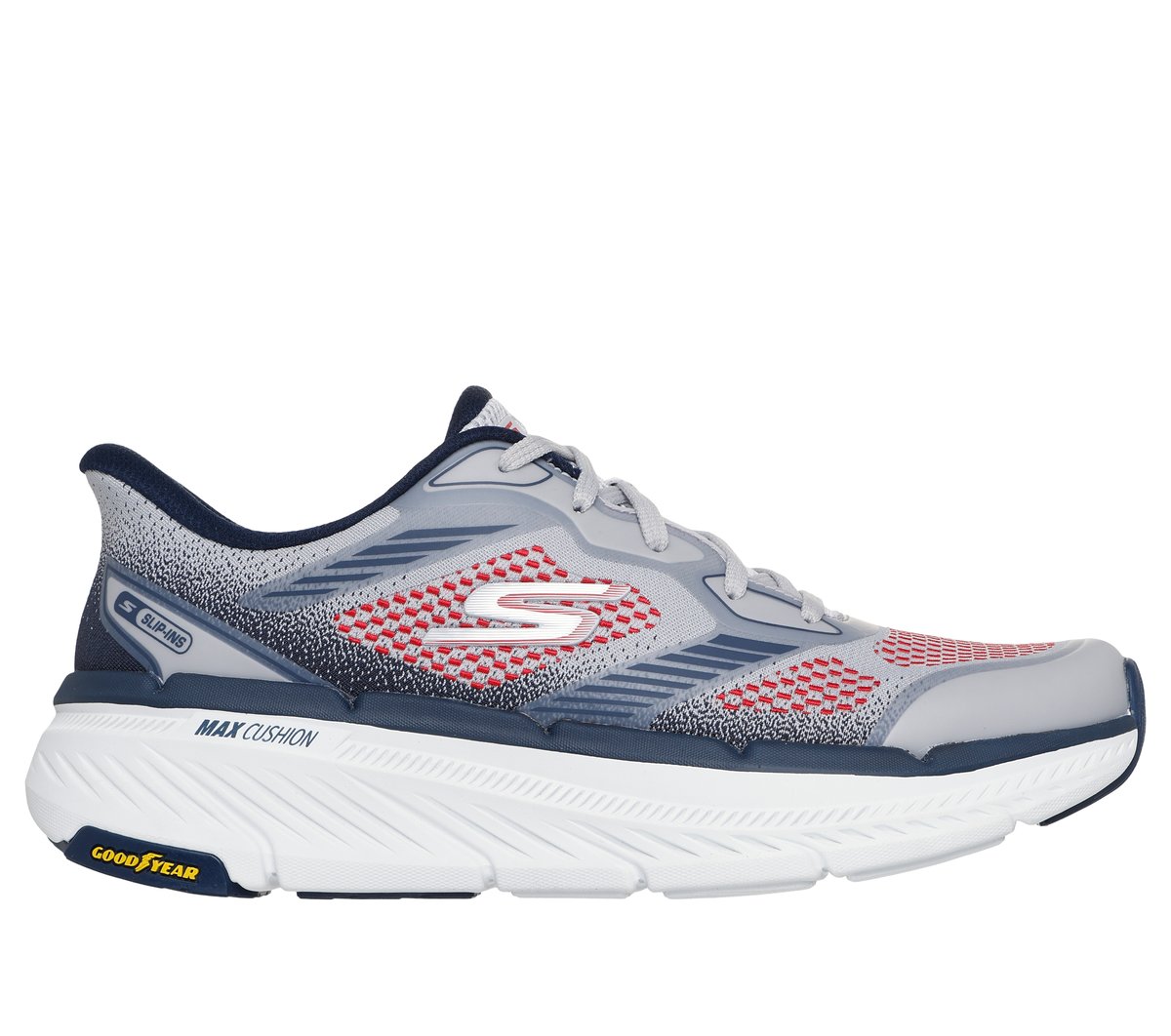 Skechers Heren Slip-ins: Max Cushioning Premier 2.0 - Leigh CM Grijs/Marine, Maat 39.5, Vegan, Mag in de wasmachine, Medium