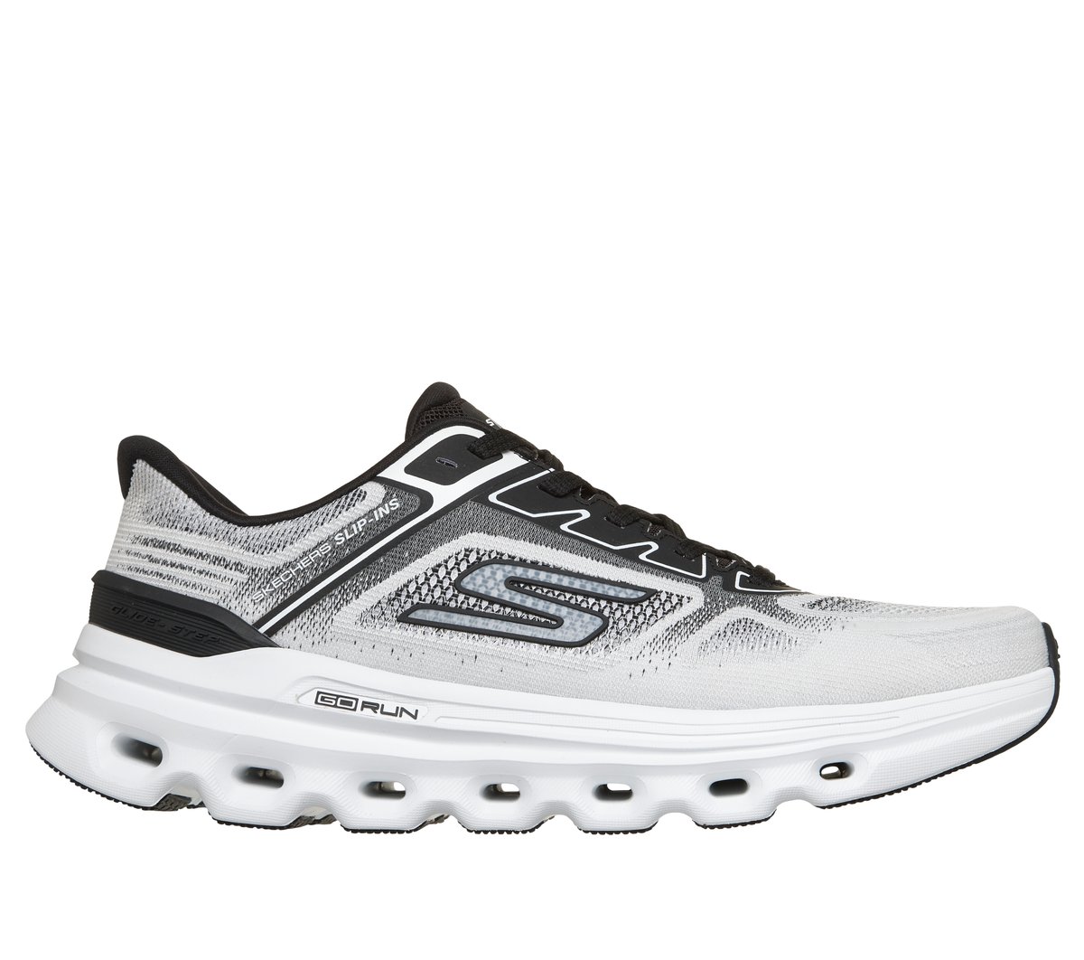 Skechers Heren Slip-ins: GO RUN Glide-Step Arch Fit CM Wit/Zwart, Maat 39.5, Vegan, Mag in de wasmachine, Medium