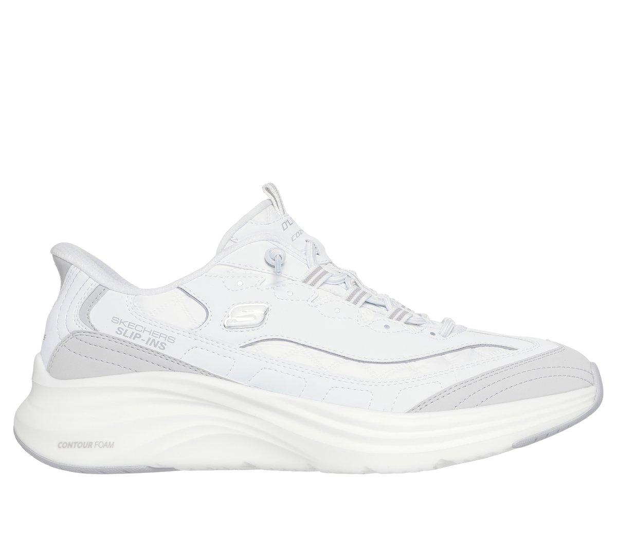 Skechers Slip-ins: Contour Foam - Cozy Fit D'Lites - WHITE / GRAY