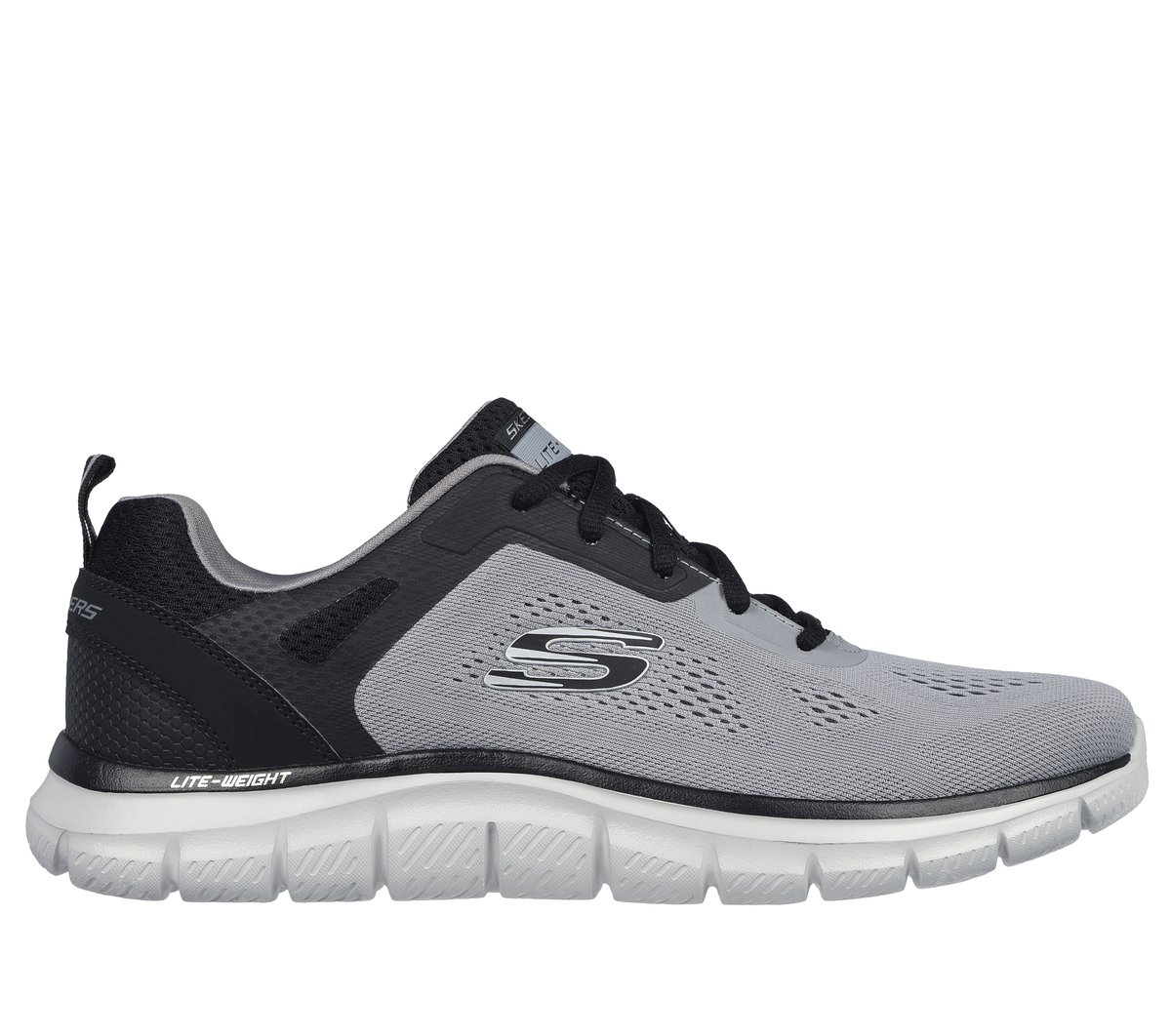 Skechers Track - Broader Shoes em Preto/Carvão, Tamanho 48.5, Vegan