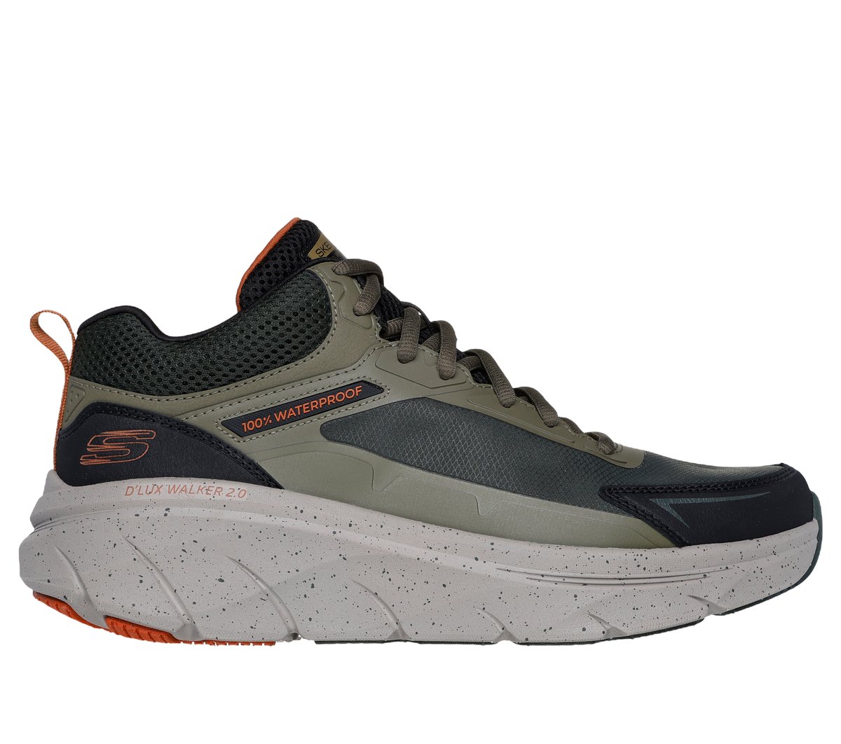 Skechers Waterproof Relaxed Fit: D'Lux Walker 2.0 - Grailo Sneaker in Grün/Orange, Größe 49.5