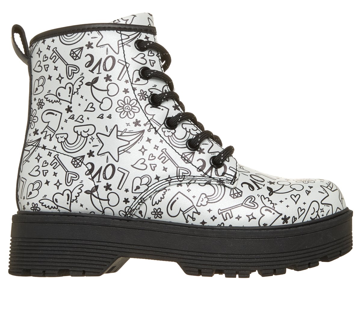 Skechers meisjes Gravlen Hi - Doodle Down CM Zilver/Zwart, Maat 32, Medium