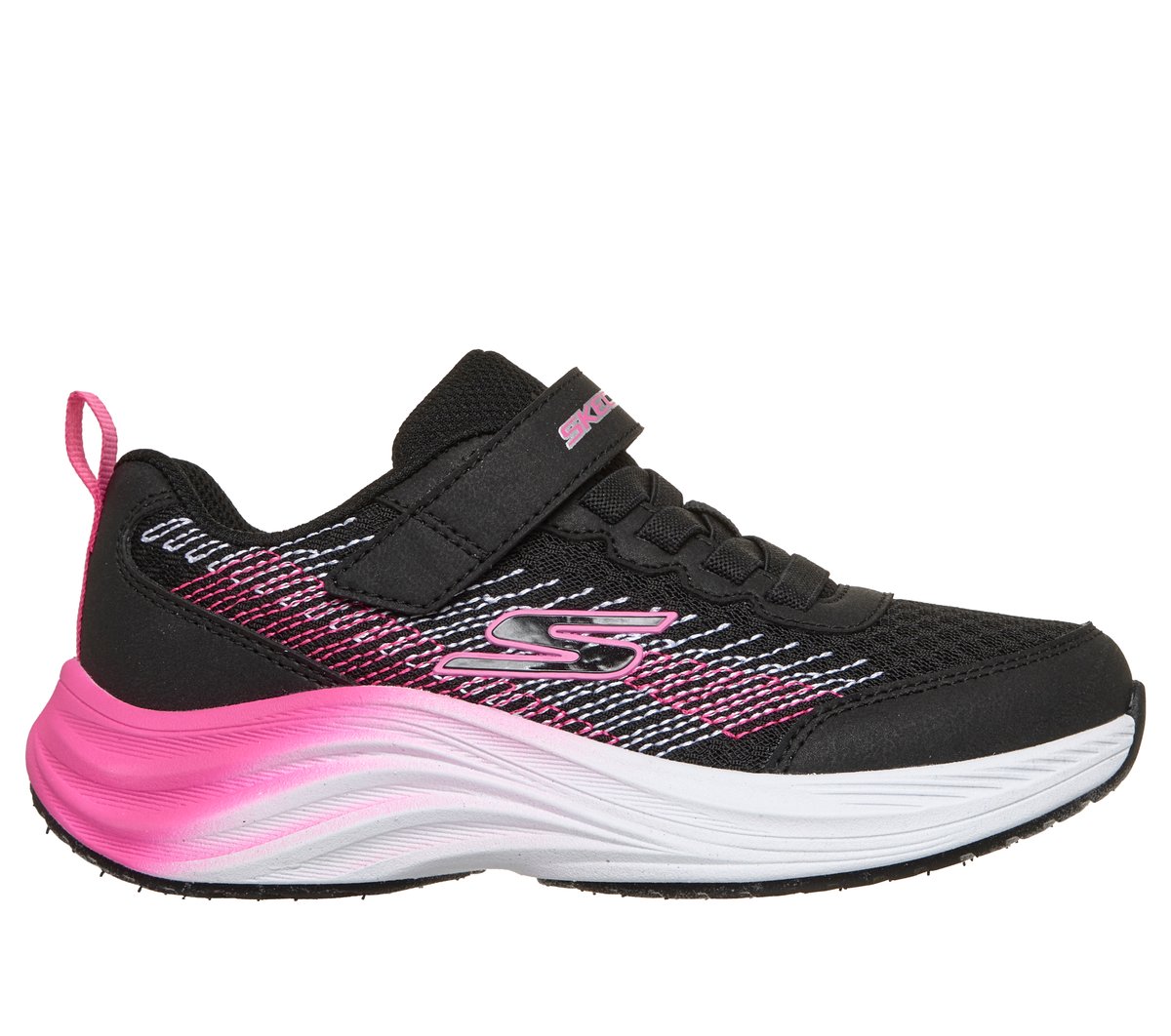 Skechers meisjes Elite Sport Pulse CM Zwart/Heet Roze, Maat 32, Mag in de wasmachine, Medium