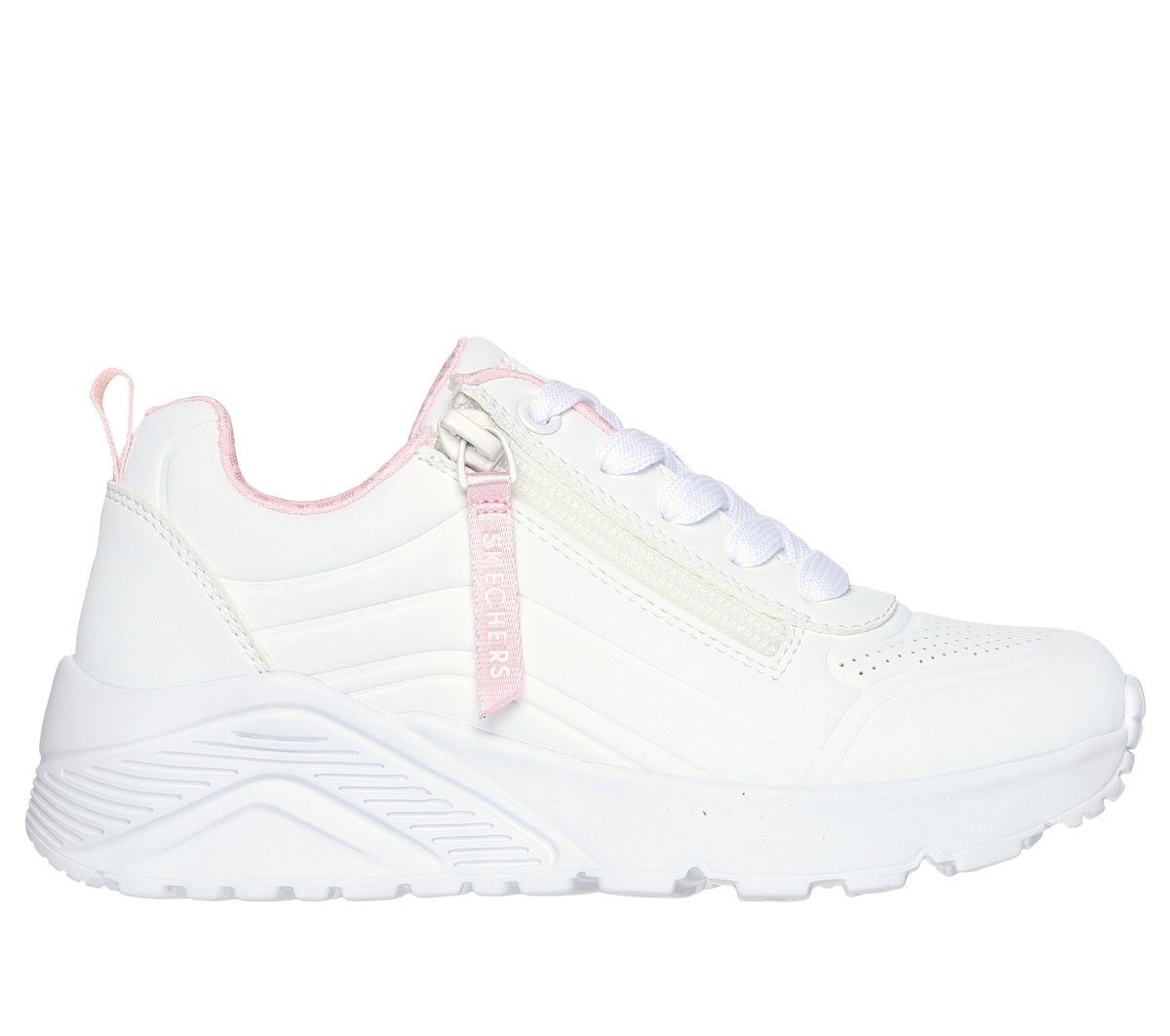 Skechers niña Uno Lite - Easy Zip en Blanca, talla 38