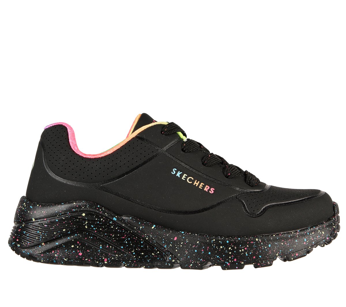 Skechers homemina UNO Lite - Rainbow Speckle Shoes em Preto, Tamanho 31
