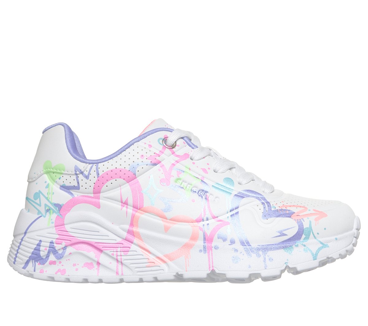 Skechers meisjes UNO Lite - Reigning Love CM Wit, Maat 32, Mag in de wasmachine, Medium
