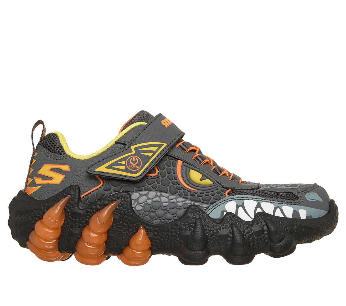 Skechers Jongens S-Lights: Skech-O-Saurus Lights 2.0 CM Houtskool/Oranje, Maat 32, Medium