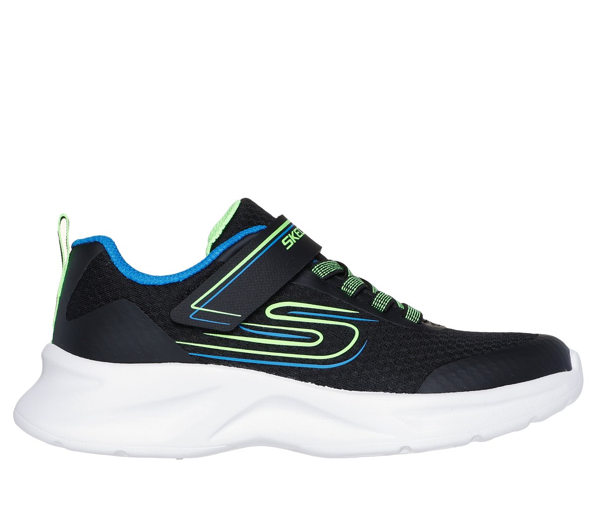 Skechers Jungen Dynamatic - Swift Tread Sneaker in Schwarz/Grün, Größe 31, Waschmaschinenfest