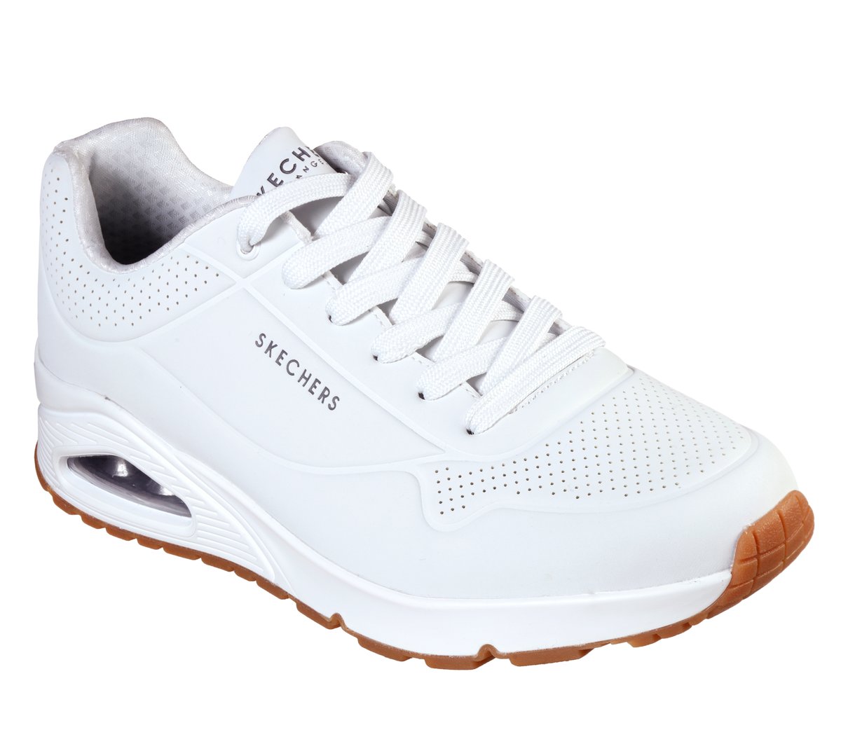 SKECHERS★UNO★厚底★WHITE Amazon.com | Skechers Women's Uno - Dazzle Away Lace-Up