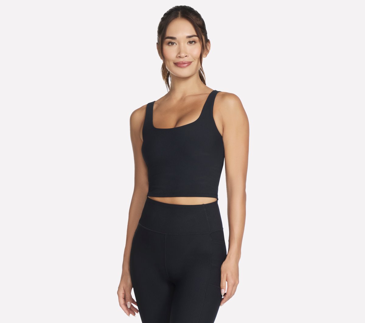 Skechers Dames GO FLEX RIB Longline Bra CM Zwart, Maat XS