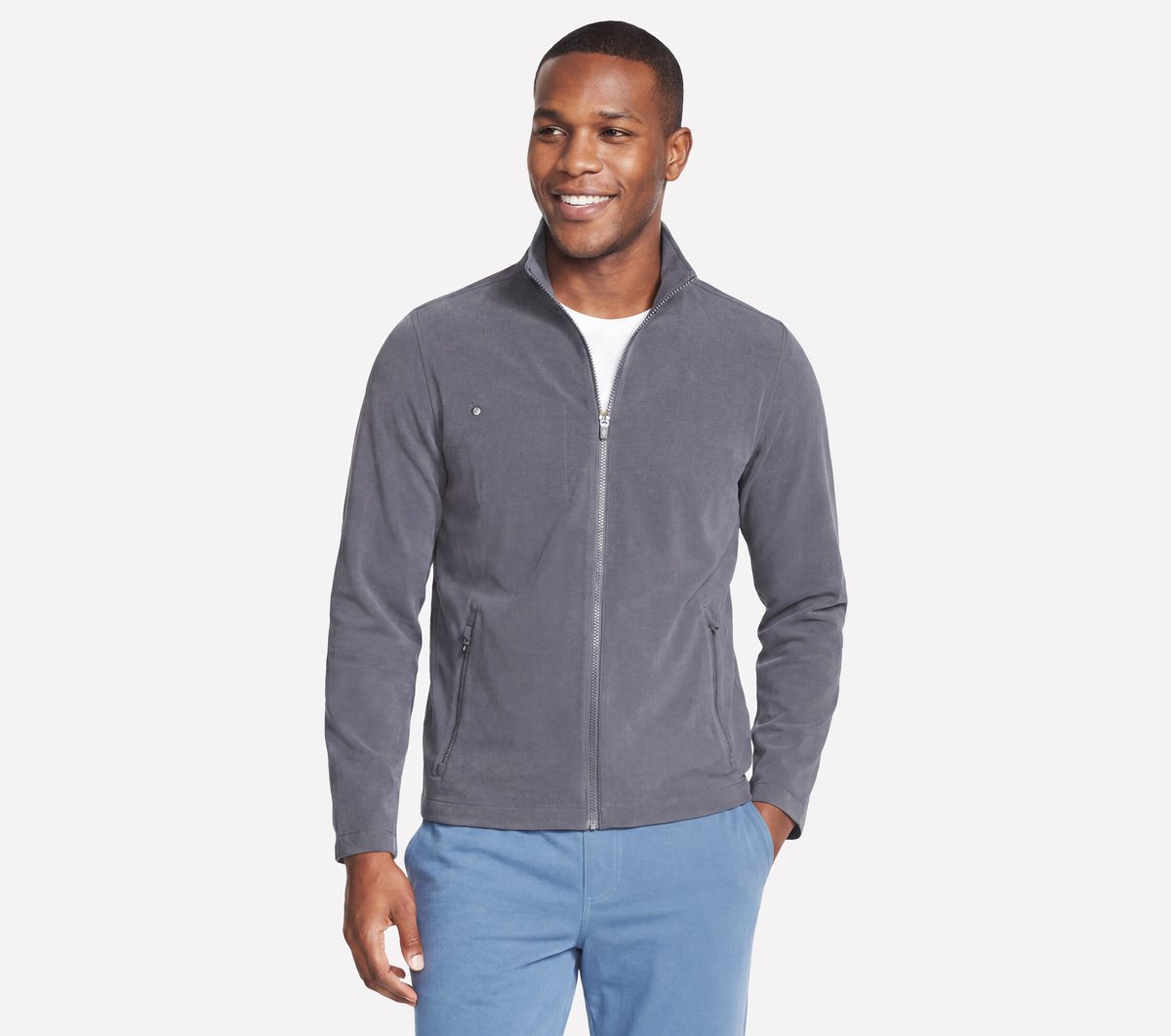 Skechers Heren GO WALK Everywhere Full Zip Jasje CM Zwart/Houtskool, Maat Small