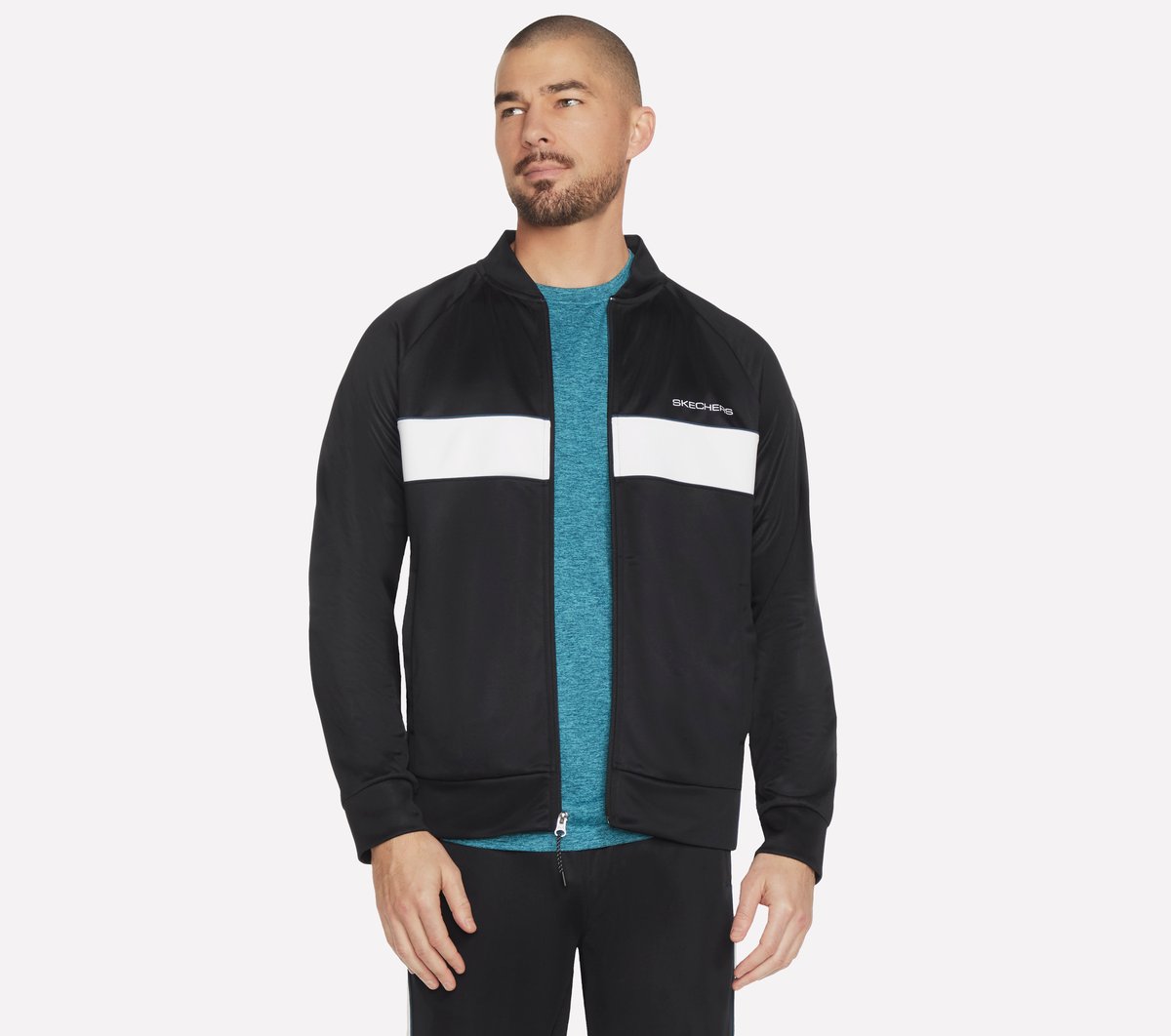 Skechers SKECHTECH Premier Track Jacke in Schwarz, Größe 3XL