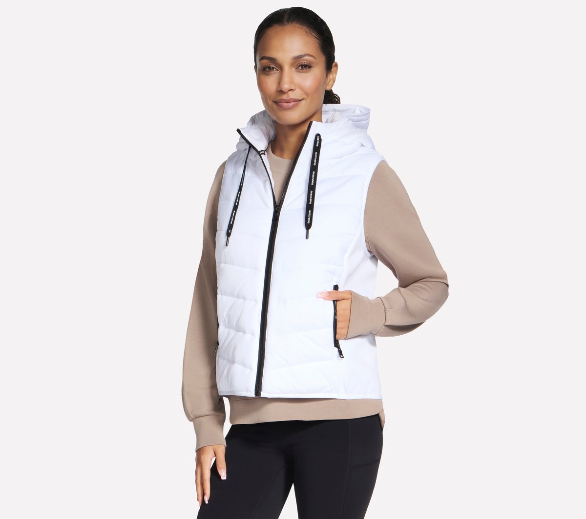 Skechers Dames Performance Elite Cozy Fit Hooded Vest CM Zwart, Maat XS