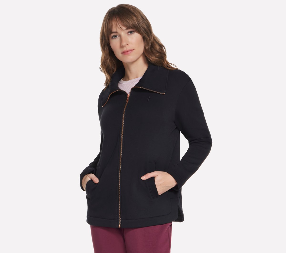 GO SNUGGLE Tunic Full Zip Jacket - BLACK