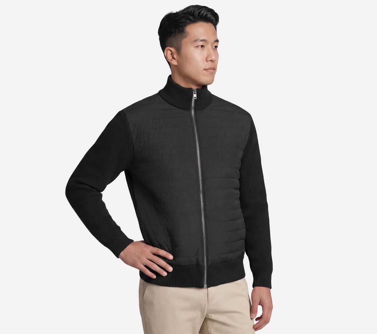 The Hoodless Hoodie Cozy Fit Knit Hybrid Jacket | SKECHERS UK