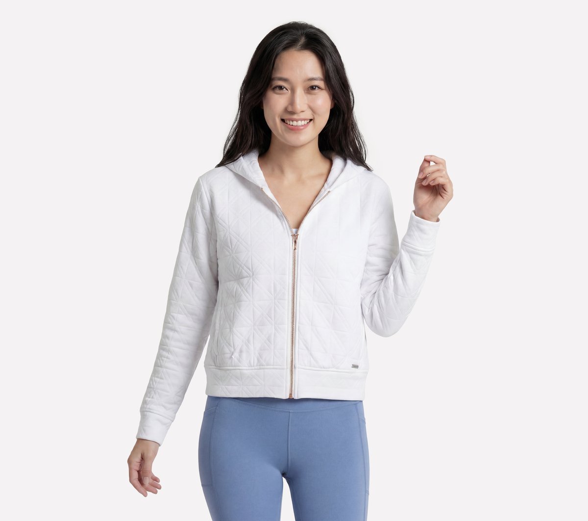 GO WALK Cozy Fit Diamond Jacket - WHITE