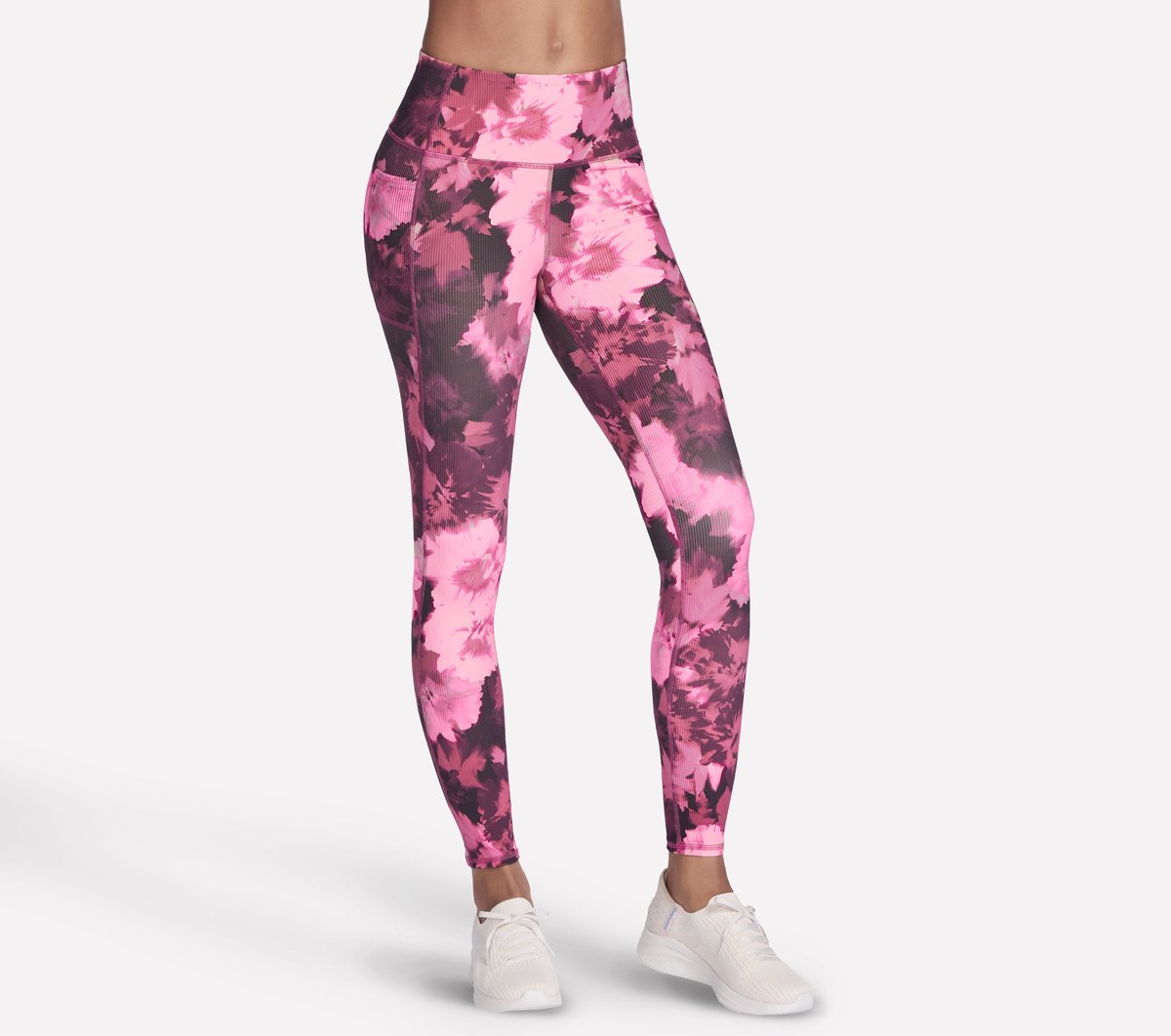 Skechers Dames GO FLEX RIB Inbloom Full Length High-Waisted Legging CM Natuurlijk/Bourgondië, Maat XS