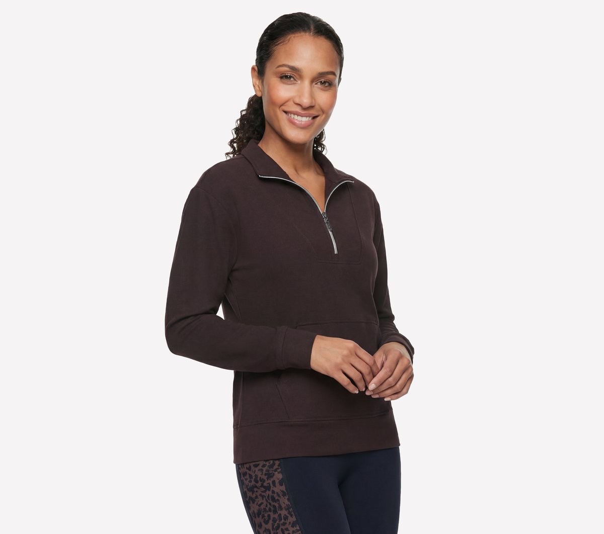 GO LUXE Rib 1/4 Zip - CHOCOLATE / BLACK