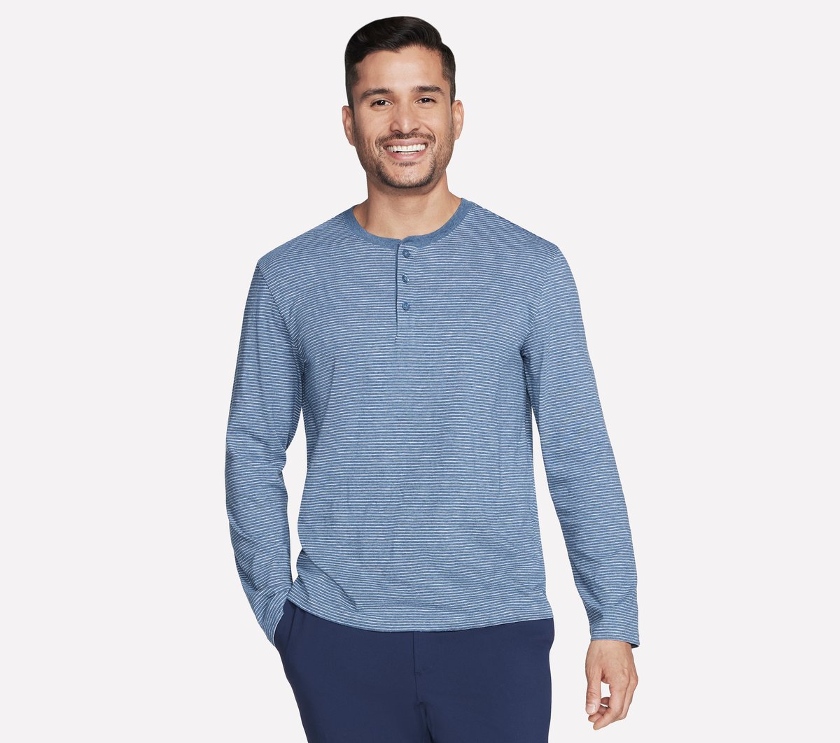 Skechers Heren Skech Jersey Henley CM Denim, Maat Small