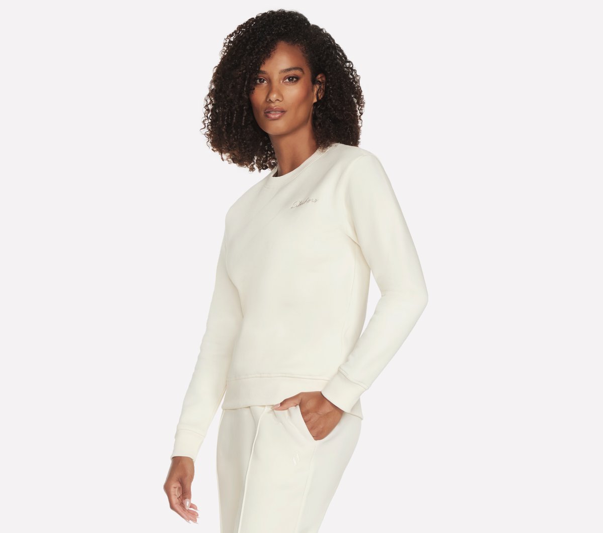 Skechers Dames SKECH-SWEATS Signature Pullover Crew CM Gebroken Wit, Maat XS