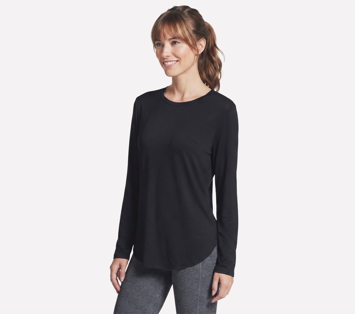Skechers GO DRI Swift Long Sleeve camiseta larga Crew em Preto, Tamanho 3XL