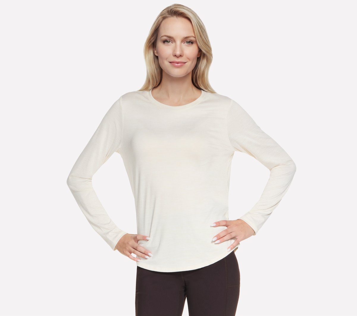 Skechers GO DRI Swift Stripe Long Sleeve Crew Top in Schwarz, Größe 3XL