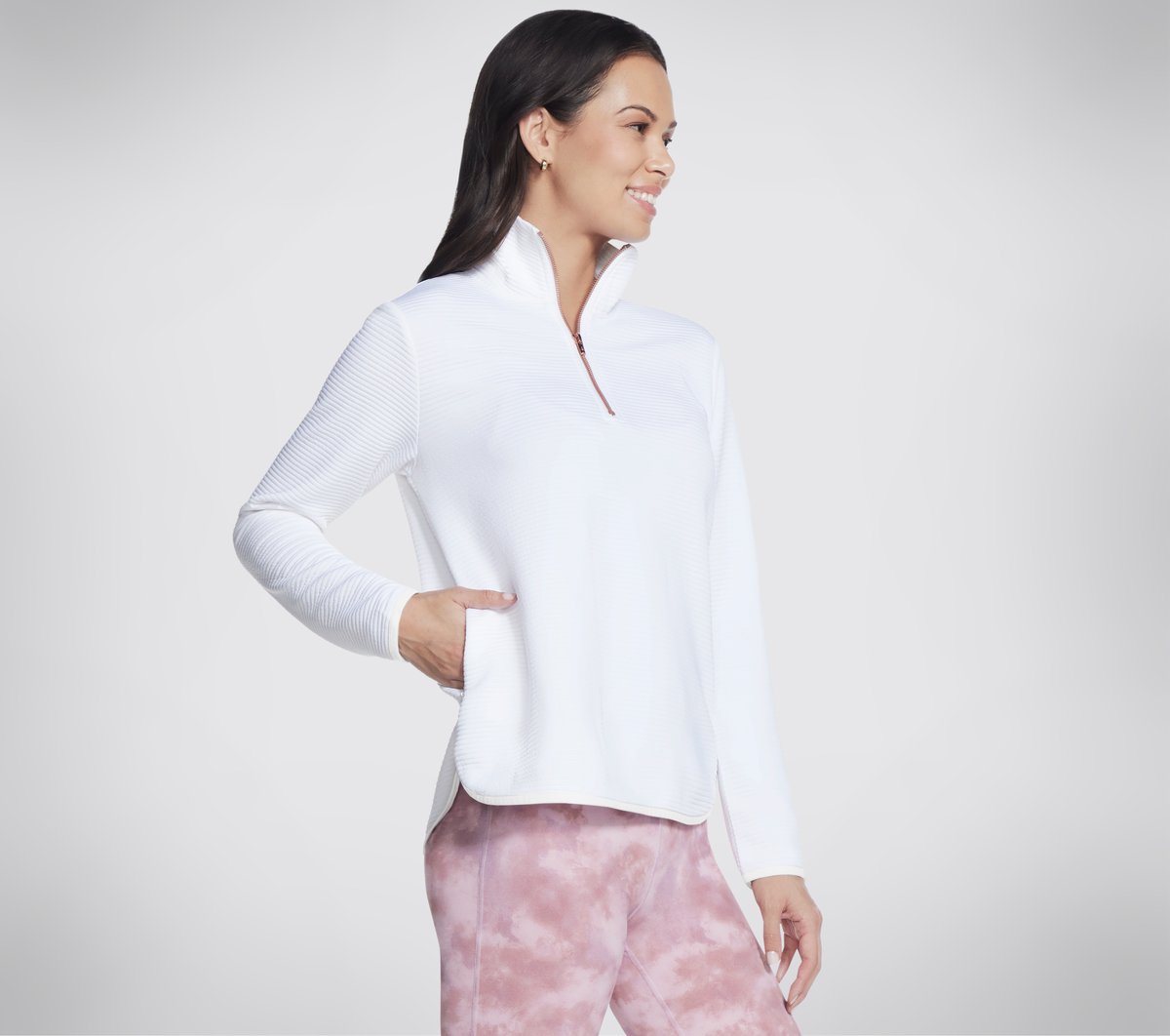 売れ筋商品|||スケッチャーズ カットソー トップス レディース Sketchers Women's Ottoman-Rib Quarter-Zip Top White Skechers Women's Ottoman-Rib Quarter-Zip Top (White, Large