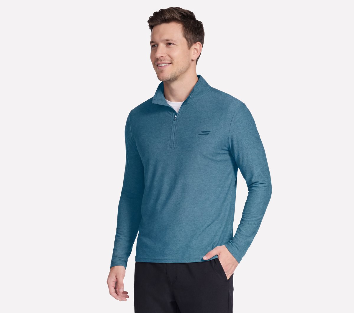 Skechers Heren GO DRI All Day 1/4 Zip CM Marine/Grijs, Maat Small