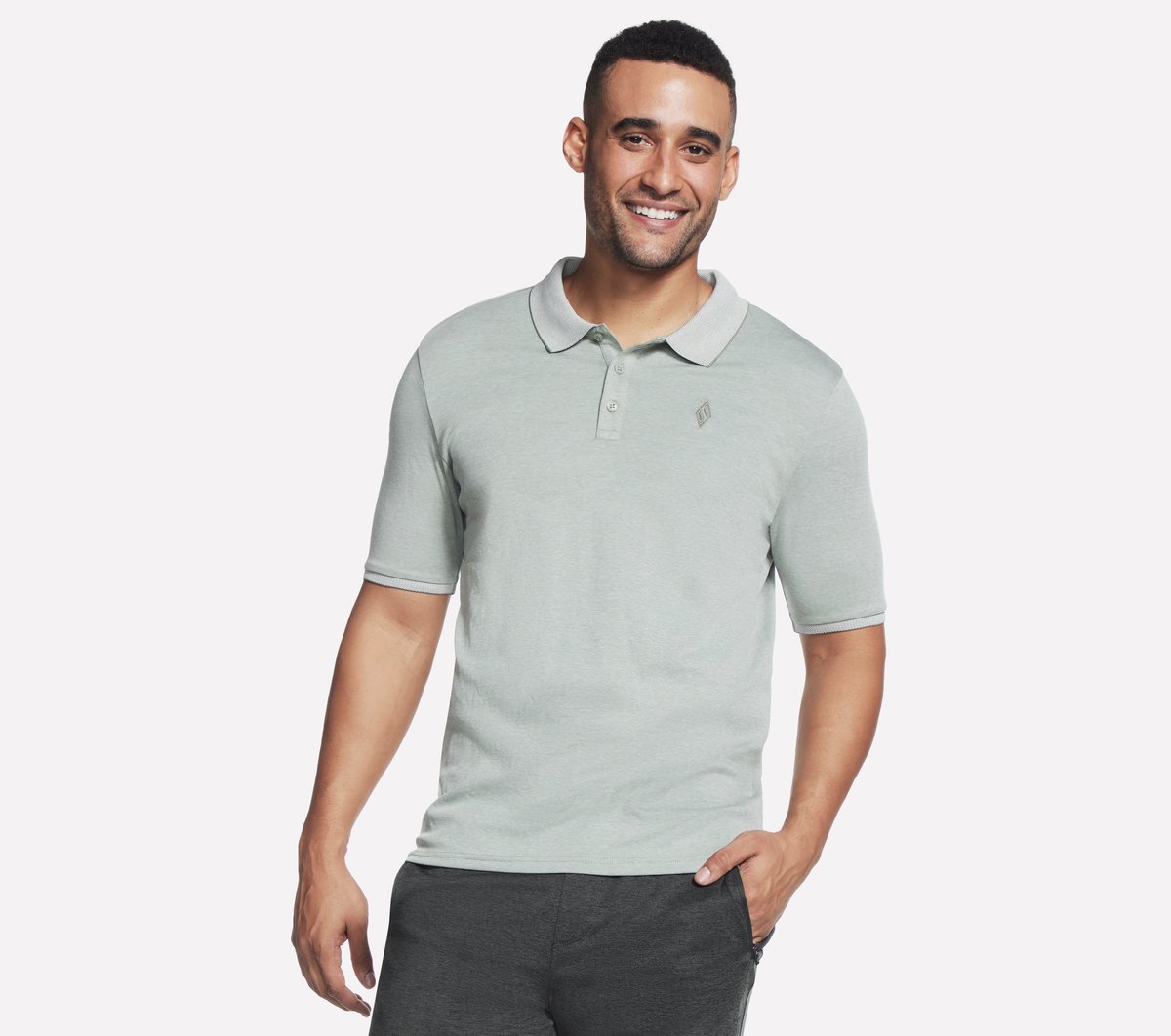 Skechers Heren Apparel Off Duty Polo Shirt CM Licht Grijs/Groente, Maat Small