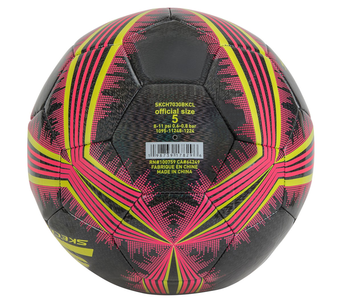 Hex Multi Mini Stripe Size 5 Soccer Ball - BLACK / CORAL