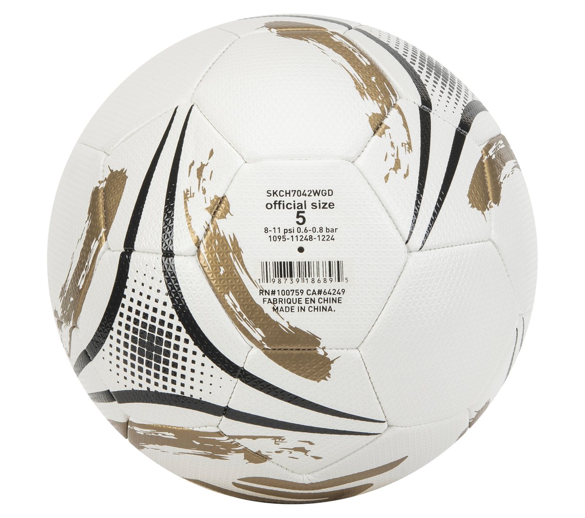 Hex Brushed Size 5 Soccer Ball - WHITE / GOLD