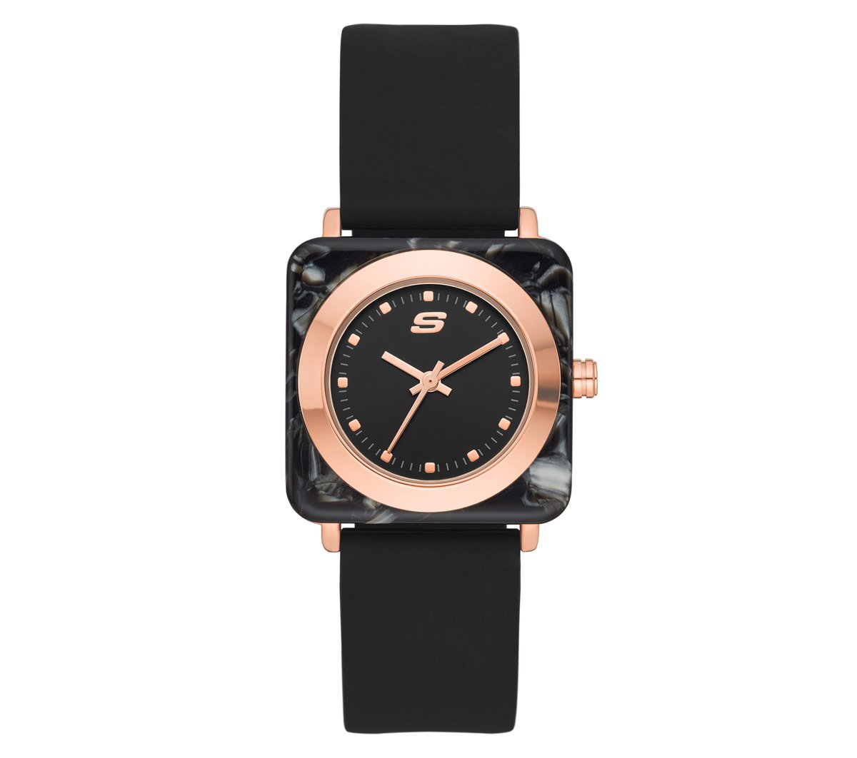 Skechers Dames Calabar Black Pearl Square horloge CM Zwart