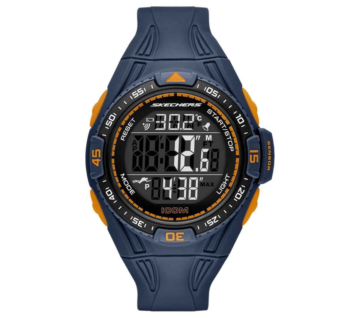 Skechers Heren Digital Long Strap horloge CM Blauw