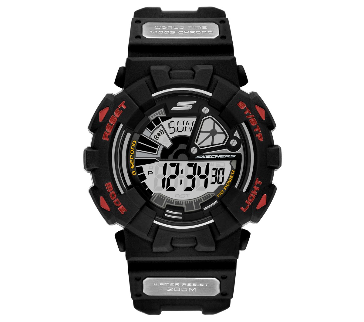 Skechers Heren Digital Black horloge CM Zwart/Rood