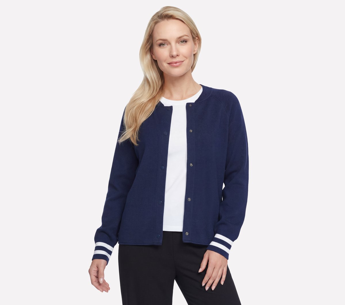 Skechers Dames GO WALK Reflection Sweater Bomber CM Marine, Maat XS