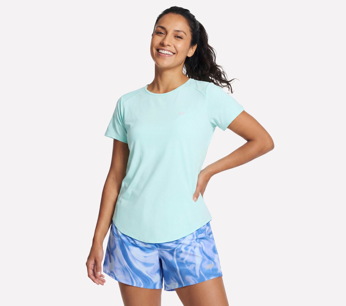 Skechers Dames Stride Performance T-Shirt CM Houtskool/Aqua, Maat XS