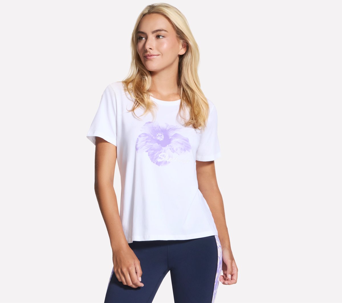 Skechers Dames Hibiscus kort Sleeve T-Shirt CM Wit, Maat XS