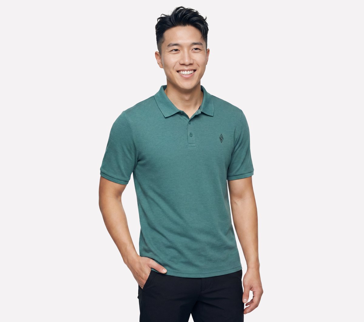 Skechers Heren Off Duty Polo CM Steen/Olijf, Maat Small