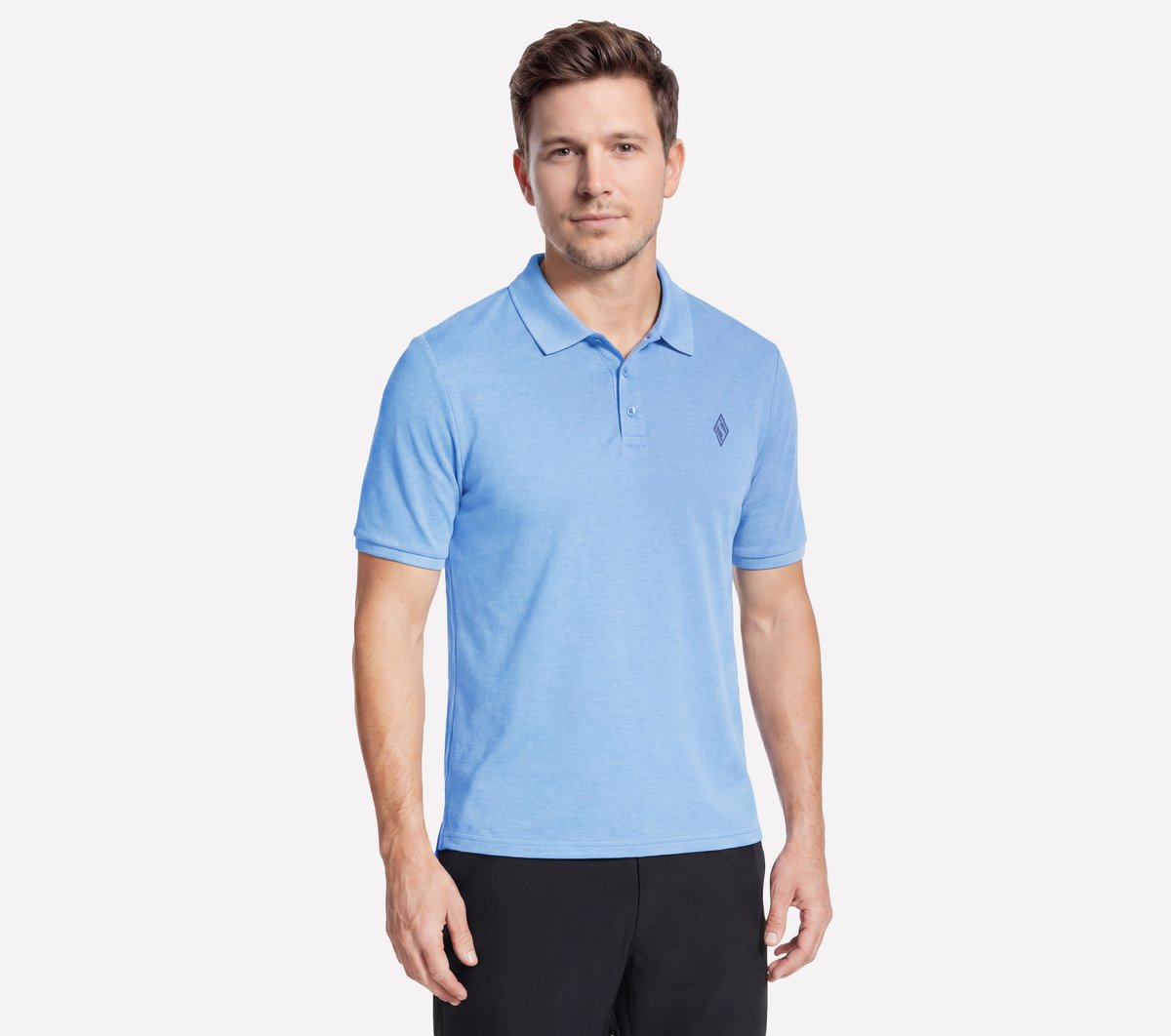 Skechers Off Duty Polo T-Shirt in Grau/Grün, Größe 3XL