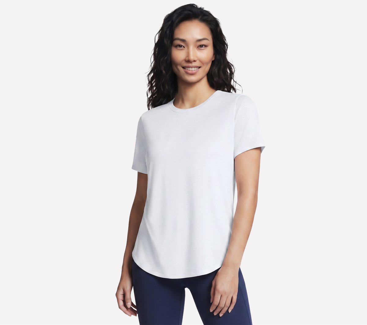 Skechers Dames GO DRI Swift Tunic T-Shirt CM Wit/Roze, Maat XS