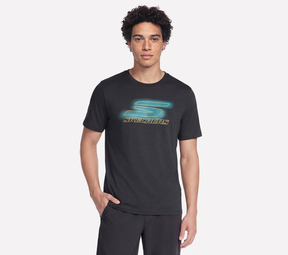 Skechers Heren Nitro kort Sleeve T-Shirt CM Zwart, Maat Small