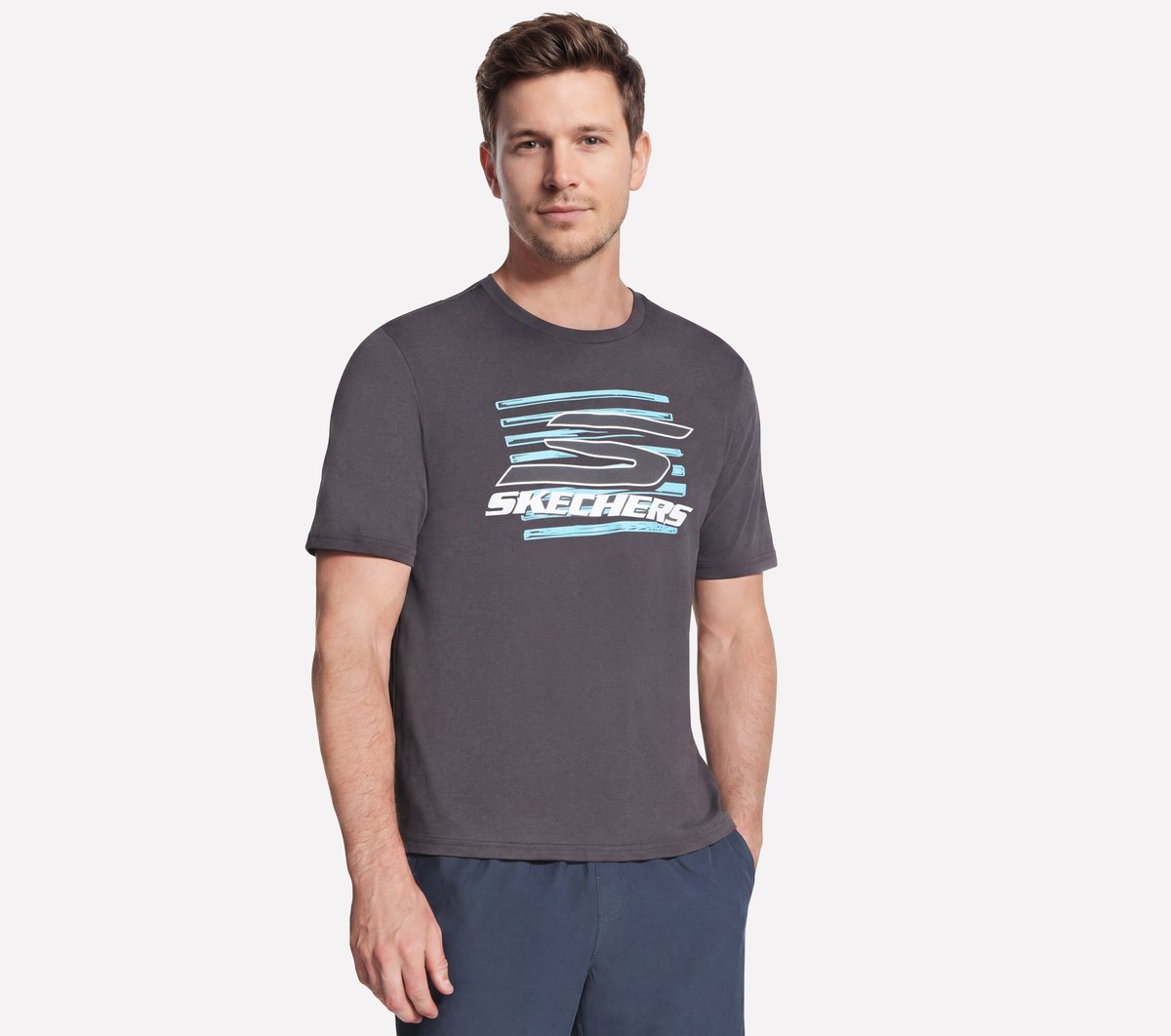 Skechers Split T-Shirt in Rot/Braun, Größe 3XL