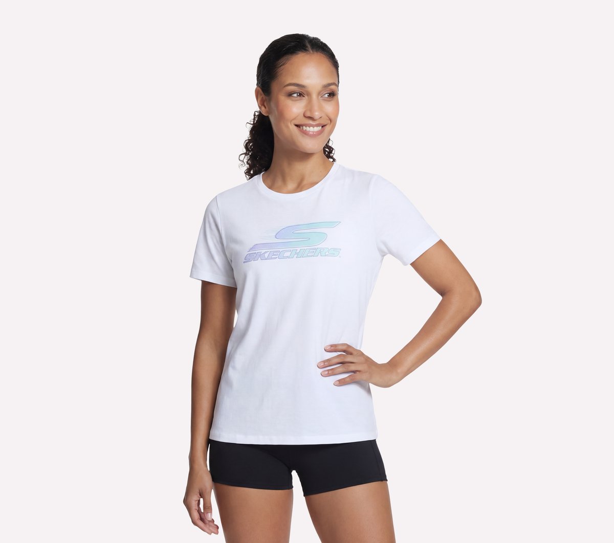 Skechers Dames Motion kort Sleeve T-Shirt CM Wit, Maat XS