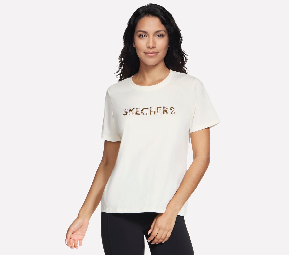 Skechers Dames Dazzle T-Shirt CM Gebroken Wit, Maat XS