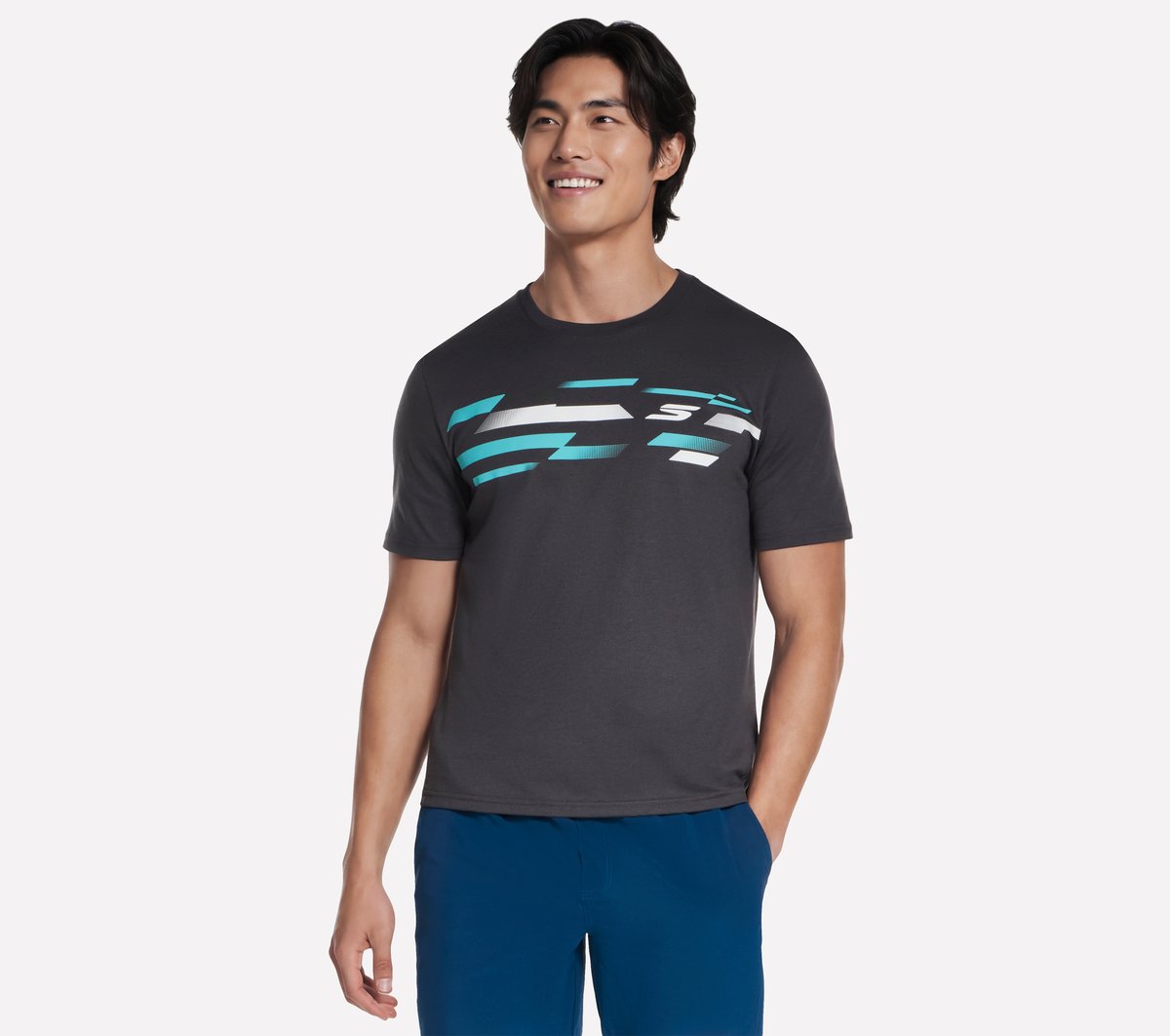 Skechers Heren Matrix T-Shirt CM Zwart/Houtskool, Maat Small