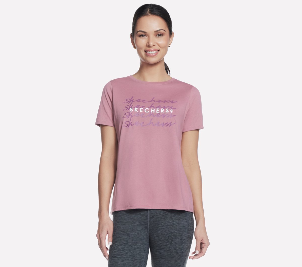 Skechers Dames Repeat T-Shirt CM Mauve, Maat XS