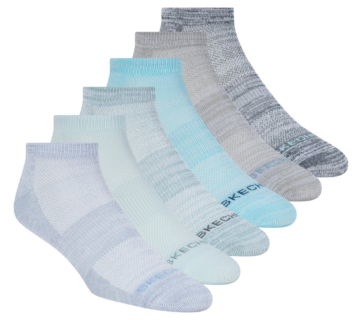 Skechers Dames 6 Pack Women's Low Cut Sport Stripe sokken CM Zwart, Maat Medium