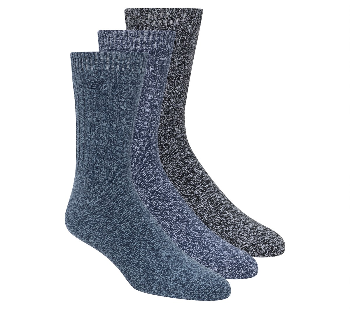 Skechers Super Soft Botte Crew Chaussettes - 3 Pack en Brun, Pointure Grand