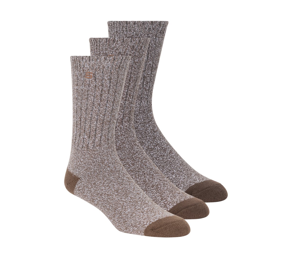 Skechers Heren Super Soft Boot Crew sokken - 3 Pack CM Bruin, Maat Large